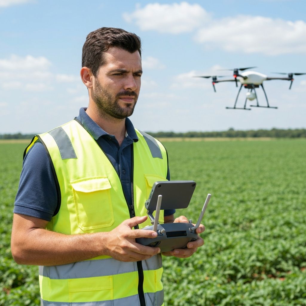 Operador de drone em campo